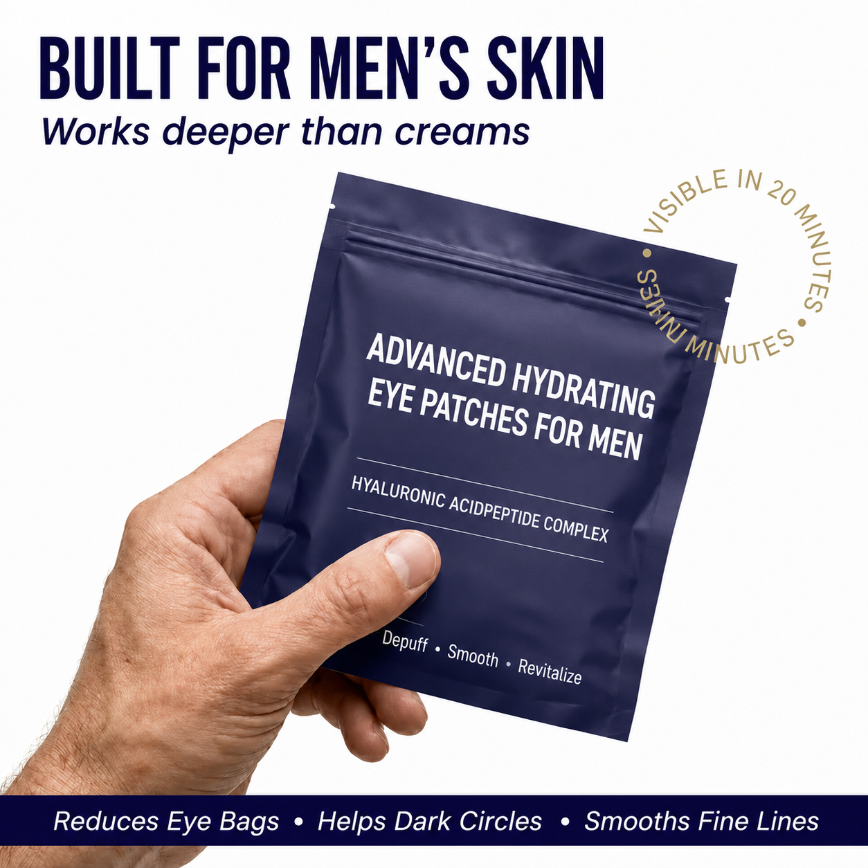 ✨ Under-Eye Repair Patches for Men — Depuff, Smooth & Brighten Tired Eyes ✨