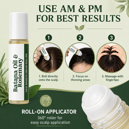 Rosemary & Batana Scalp Serum Roll-On – Daily Hair & Scalp Support for Fuller-Looking Hair