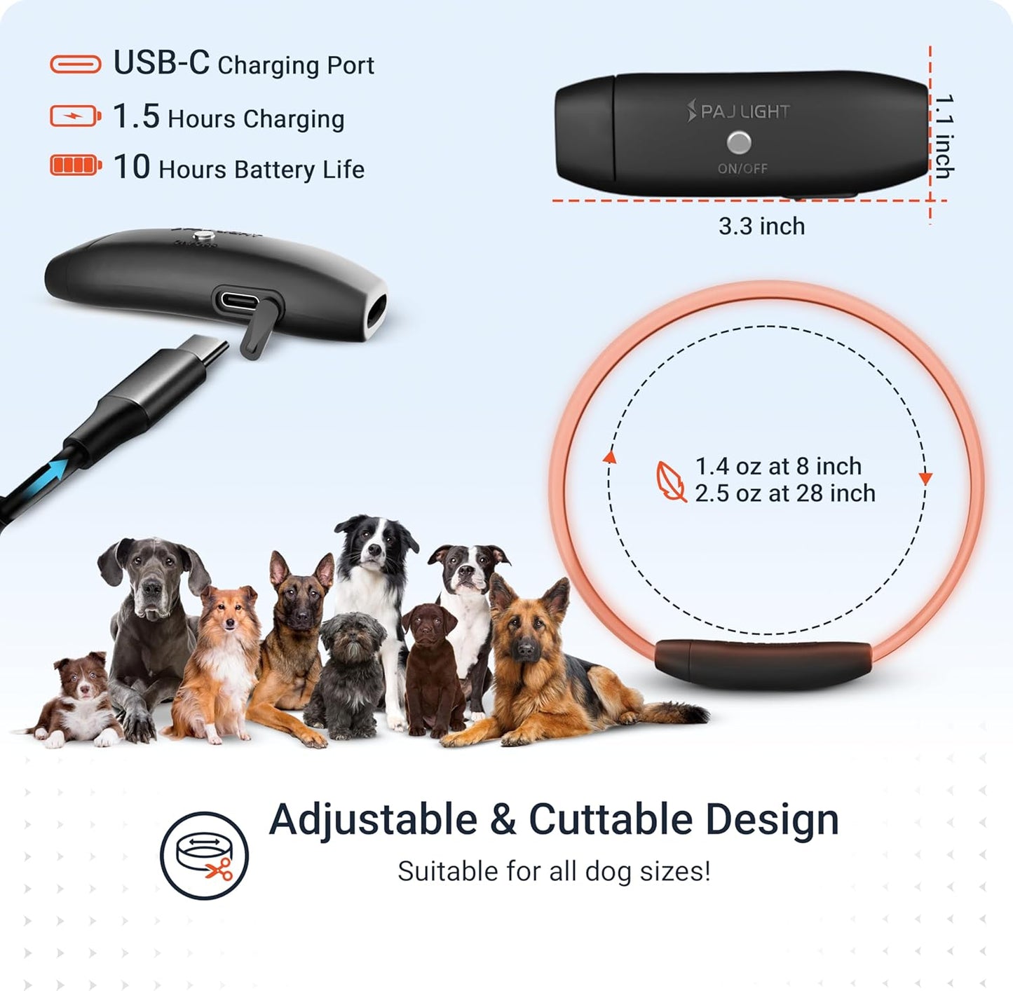 PAJ GPS – PAJ Light – Glowing LED Collar for Dogs