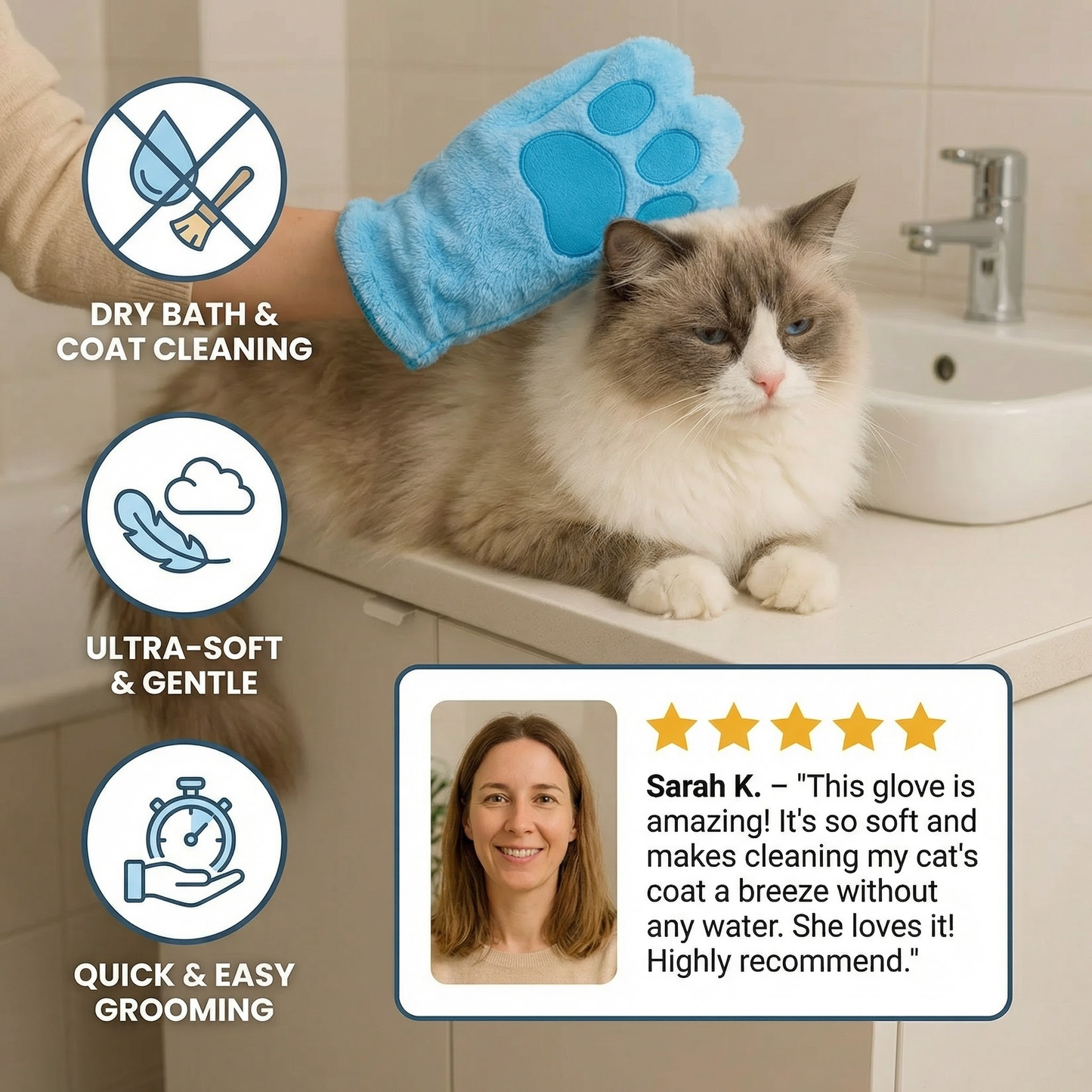 Animal care microfibre glove