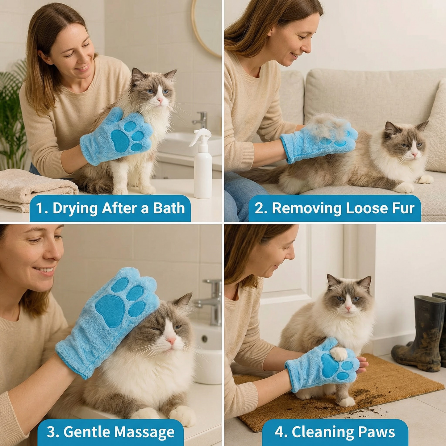 Animal care microfibre glove