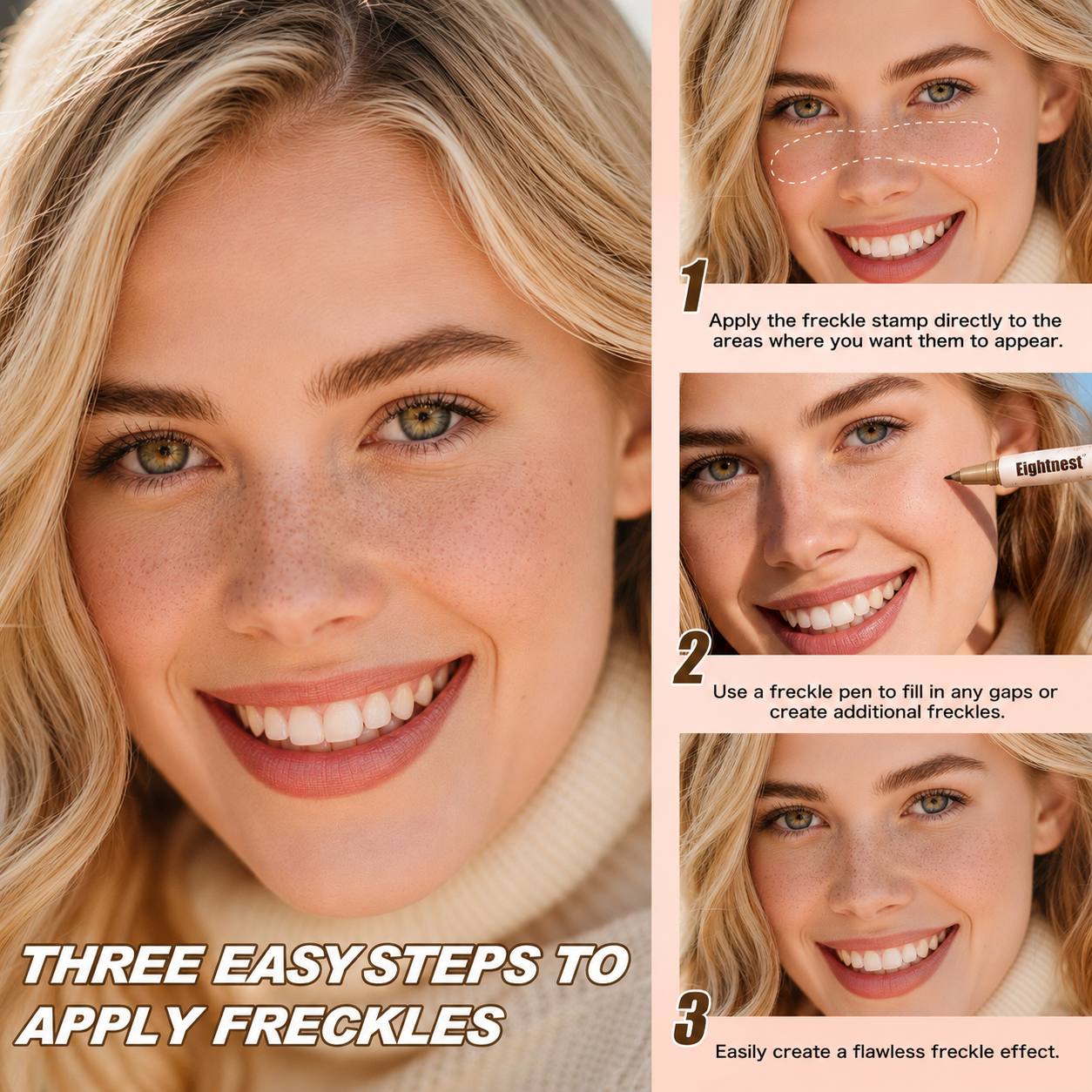 Natural-Looking Dual-Tip Freckle Pen | Waterproof, Sweatproof & Smudge-Resistant Freckle Stamp