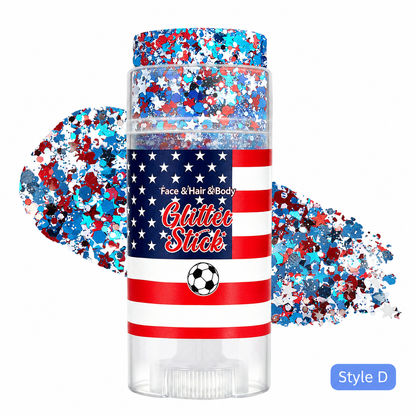 🔥🔥July 4th Independence Day celebration: body, face, hair, and sparkling star makeup sticks.