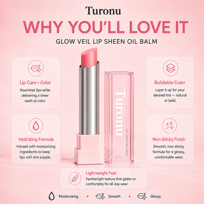 🔥Last Day Buy 1 Get 1 Free 🔥Turonu GLOW VEIL LIP SHEEN OIL BALM