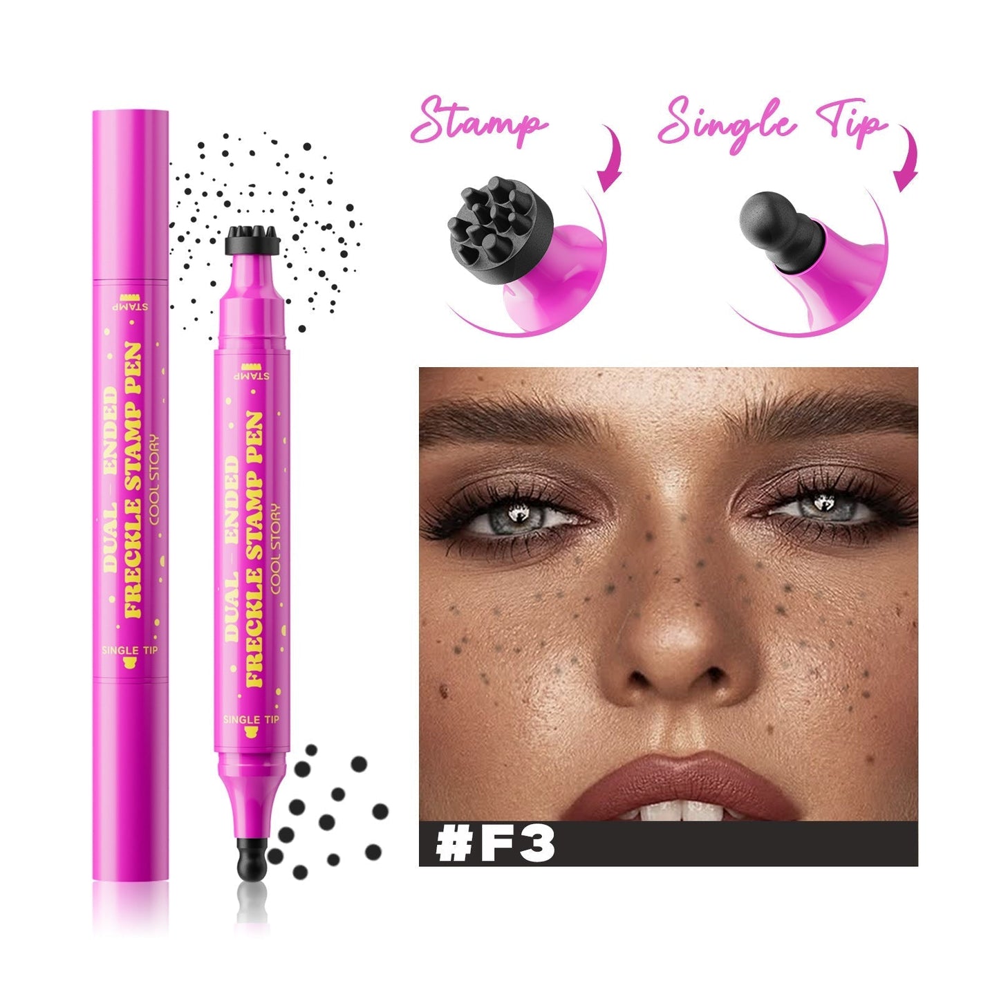 Waterproof Freckles Pen: Faux Freckle Stamp and Fine Tip