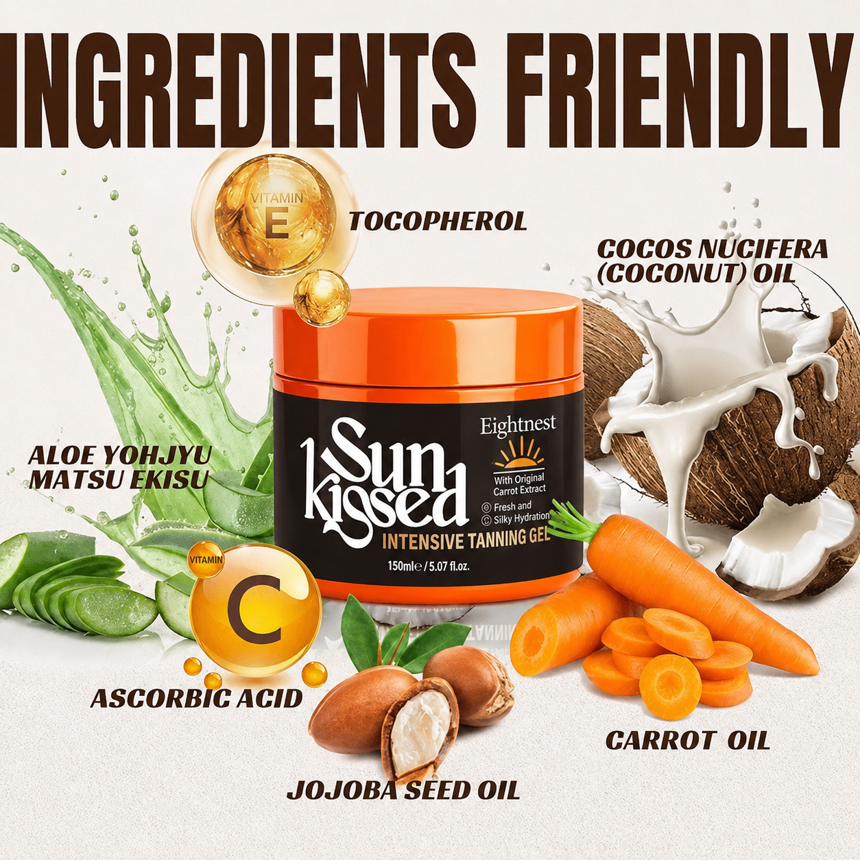 Intensive Outdoor Tanning Gel🥕Infused with Carrot Extract for Deep Hydration & a Natural-Looking Bronze Glow