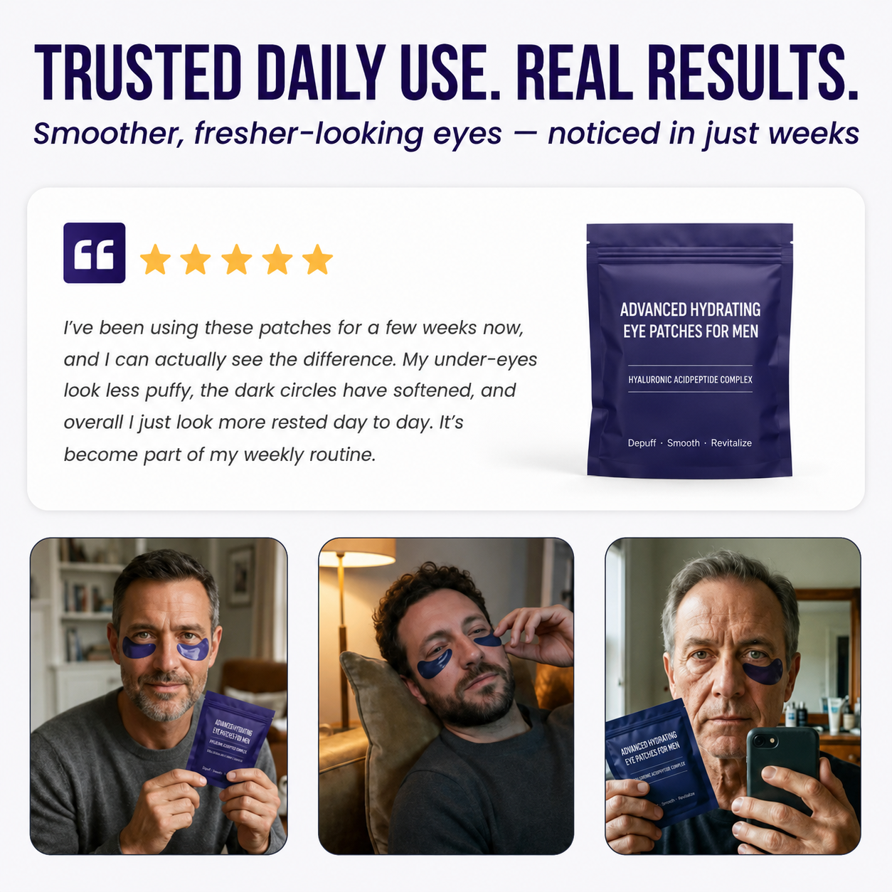✨ Under-Eye Repair Patches for Men — Depuff, Smooth & Brighten Tired Eyes ✨