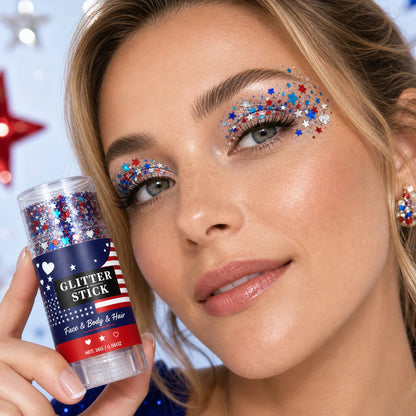 🔥🔥July 4th Independence Day celebration: body, face, hair, and sparkling star makeup sticks.